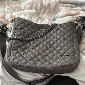 MZ Wallace Grey Quilted Crossbody Bag
